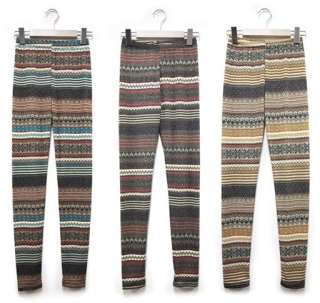 Bohemian Knit Leggings, Fairisle Pattern, Beautiful Print, Small 