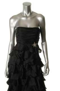 JS Boutique NEW Ruched Black Formal Dress Embellished Tiered 12  