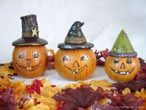 The Salem Collection ~ PARTY HAT PUMPKIN TRIO for HALLOWEEN  