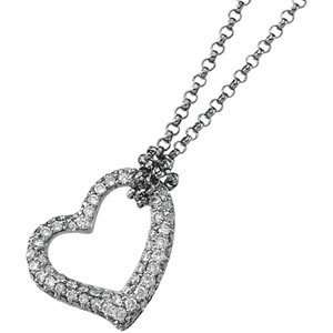  14K White Gold Diamond Heart Necklace DivaDiamonds 