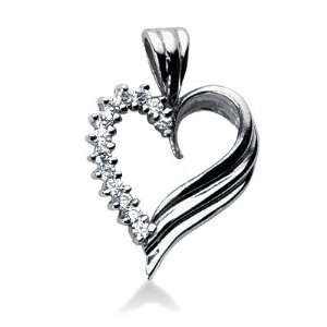  0.5 Carat Diamond 14K White Gold Heart Pendant Necklace 