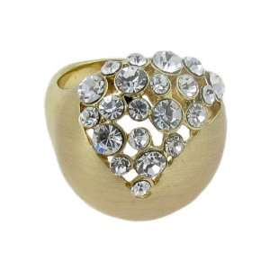  Gold Tone Crystal Ring   Size 7   Diameter 1 Jewelry