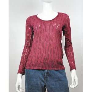  NEW CALVIN KLEIN JEANS WOMENS BLOUSE LONG SLEEVE RED TOP P 