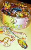 WHOLESALE LOT OF 36 PEACE SIGN BRACELETS hippie jewelry stretch 60s 