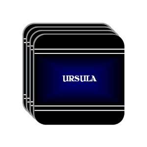 Personal Name Gift   URSULA Set of 4 Mini Mousepad Coasters (black 