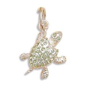  Turtle Charm Movable with Crystal Sterling Silver Jewelry