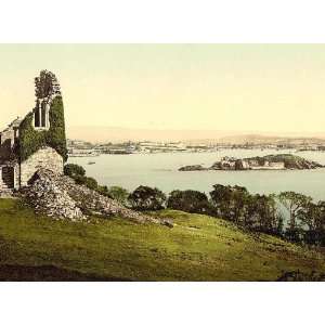 Vintage Travel Poster   From Mount Edgcumbe Plymouth England 24 X 18