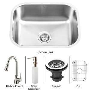 Vigo VG15047 Stainless Steel Kitchen Sink and Faucet Combos Single 