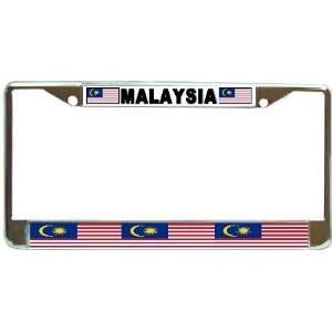 Malaysia Malaysian Flag Chrome Metal License Plate Frame Holder