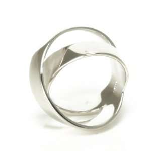  High Polished Sterling Silver Ladies Crossover X Fashion Ring Jewelry