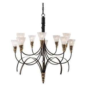   Equinox 10 Light Chandelier in Black with Gold Highl