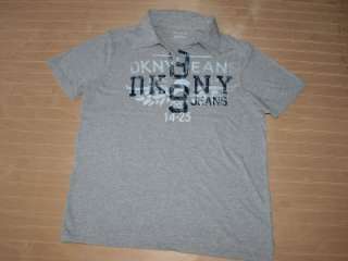 DKNY 89 Logo Polo Shirt Gray Retail $49.50 NWOT  