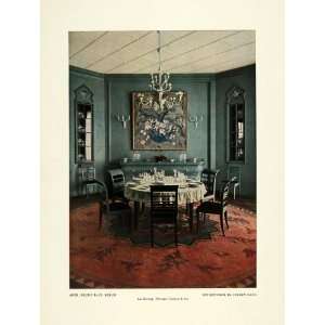  1914 Print Dining Room Yellow House Table Chandelier Bruno 