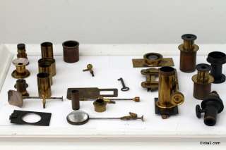 Antique Brass Microscope with original Wood Box  