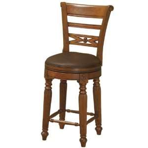  Montague Swivel Counter Stool Brown Leather Cherry