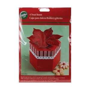  Wilton Holiday Poinsettia Favor Boxes 4/Pkg 4x4x4.5 