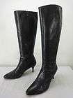Womens 8 J CREW black leather Knee High Boot heels dress shoe riding 