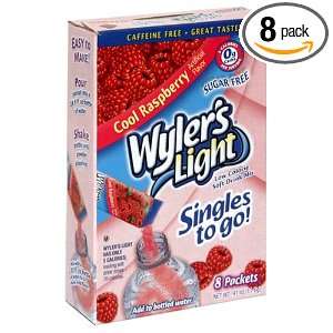 Wylers Light To Go Drink Mix, Raspberry, 8 Count Sticks (Pack of 12 