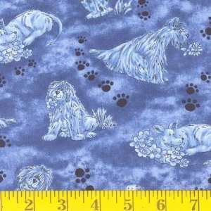   the Park Dogs and Paws Blue Fabric By The Yard Arts, Crafts & Sewing