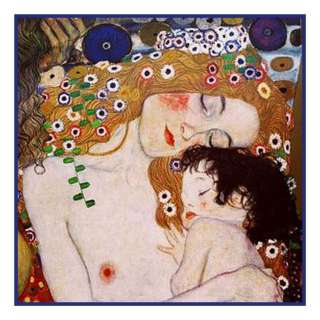 Gustav Klimt Mother Child detail Counted Cross Stitch Chart  