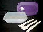 Tupperware MICROWAVE On The Go LUNCH BOX 3.5 Cup BOWL w/ Cutlery Set 