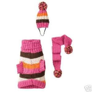  Zack & Zoey Multi Stripe Knit Dog Sweater Set MEDIUM 