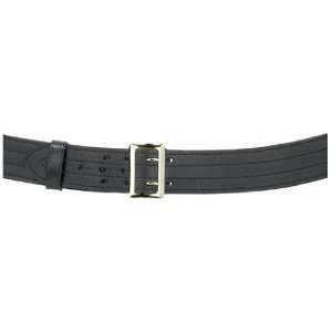   Belt With Hook Fastener Lining, Basketweave Black, Brass Buckle, Size