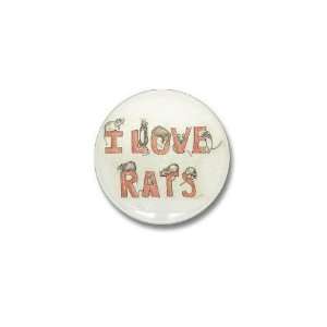  I Love Rats Pets Mini Button by  Patio, Lawn 