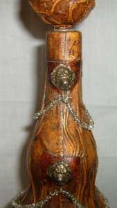   LEATHER WRAPPED BOTTLE PROVIDENTIAE MEMOR ITALY LIONS CHAINS A+  