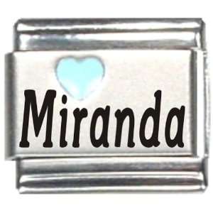  Miranda Light Blue Heart Laser Name Italian Charm Link 
