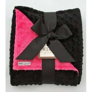  Hot Pink & Black Minky Blanket Baby