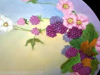 BAVARIA THOMAS SEVRES HP PURPLE BERRY PLATE Signed 1900  