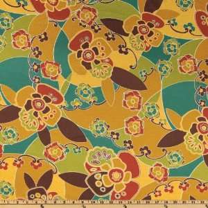 62 Wide Rayon Jersey Knit Floral Mustard/Brown Fabric By 
