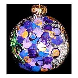 Wines & Vines Design   Hand Painted   Heavy Glass Ornament   3.25 inch 