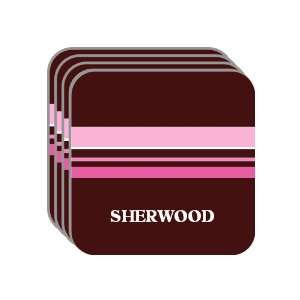 Personal Name Gift   SHERWOOD Set of 4 Mini Mousepad Coasters (pink 