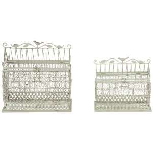  Set of 2 Ivory Iron Bird Cages