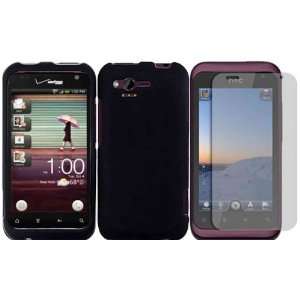  Black Hard Case Cover+LCD Screen Protector for HTC Rhyme 
