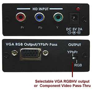 Component 3 RCA Input and D sub 15 pin VGA Output For HD Component 