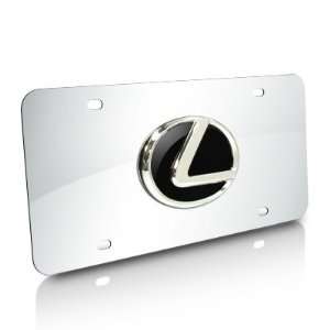  Lexus 3D Black Infill Logo Chrome Steel License Plate 