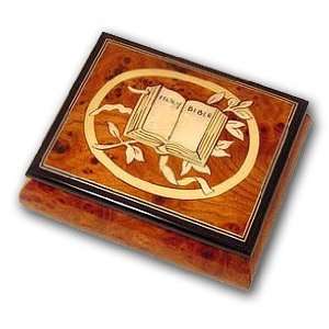  Inlaid Bible & Leaves Music Jewelry Box Top Quality 