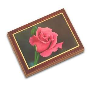 Romantic Rose Musical Jewelry Box with Gorgeous Tile Portrait and 18 