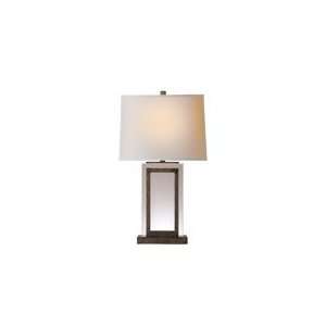 Chart House Large Crystal Panel Table Lamp in Sheffield Nickel with 