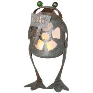  Woods International 7235 Frog Lighted Metal Statue with 