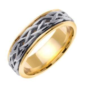  14K Two Tone Gold comfort fit Interweaved Infinity Celtic 