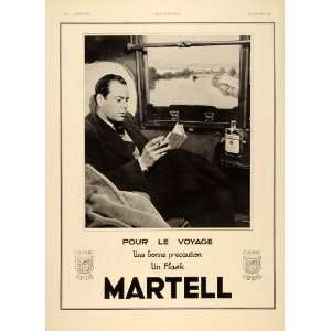  1936 French Ad Martell Cognac Train Compartment Flask 