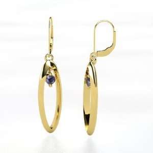    Studebaker Earrings, 14K Yellow Gold Earrings with Iolite Jewelry