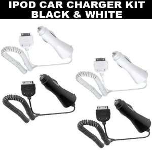  Car Charger for iPod 4 Pack (Black and White)  Players 