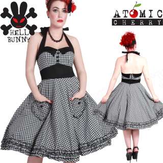 Hell Bunny Gingham 50s Halter Dress Rockabilly Pin Up Swing Check 