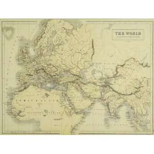  Antique Map, Map of the World,1845