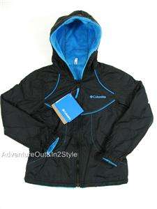 COLUMBIA Coat Jacket Fleece Girls 7 8 Reversible Ethan Pond II  Black 